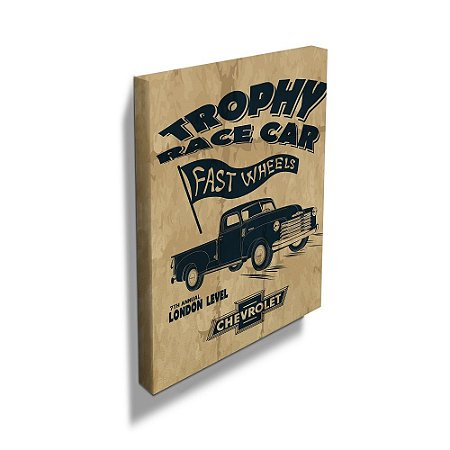 QUADRO TELA GM TROPHY RACE CAR  AZUL  40 X 60 X 1,8 CM
