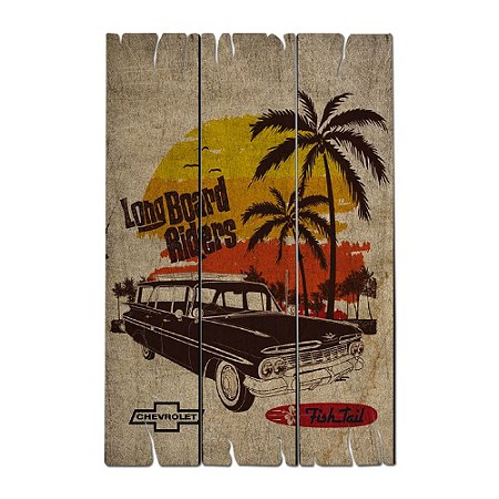 PLACA MADEIRA GM BEACH LONG BOARD RIDERS COLORIDO 35 X 50 X