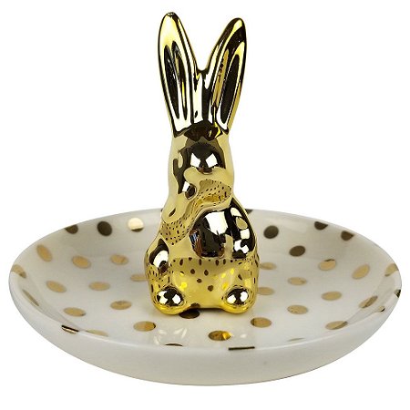 MINI PRATO DECORATIVO DE CERAMICA COELHO 10CM X 8,2CM