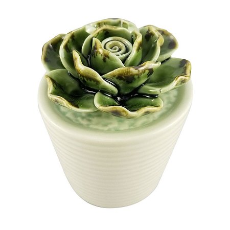 VASO COM SUCULENTA DE CERAMICA 7,3CM X 7,3CM X 9,8CM