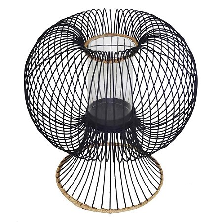 LANTERNA DE METAL COM DETALHES EM FIBRA SINTETICA