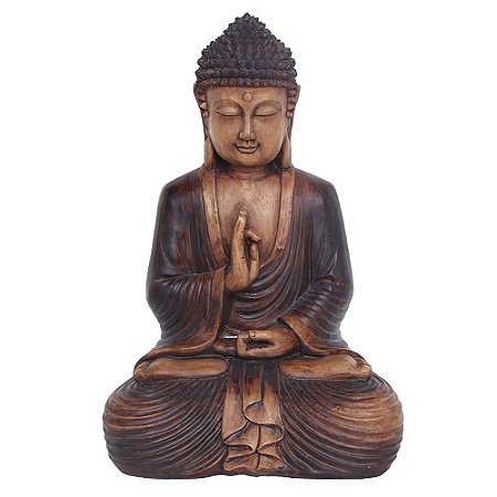 BUDDHA DECORATIVO EM RESINA MARROM 29,8CM X 21CM X 44CM