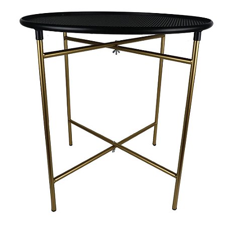 MESA DE METAL DOURADA COM PRETO 50CM X 50CM X 50CM