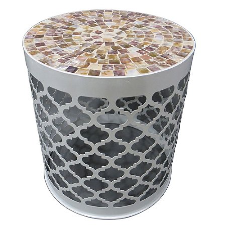 BANQUETA SIT GARDEN DE FERRO E MOSAICO 38CM X 38CM X 42CM