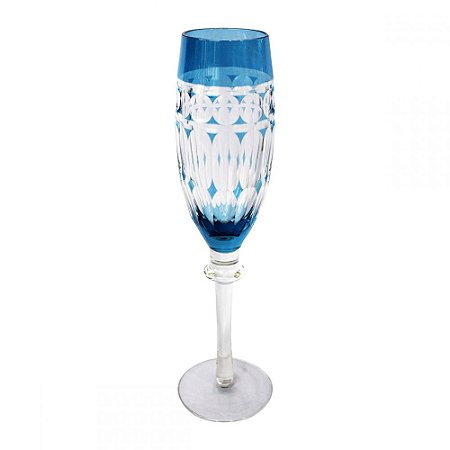 CJ TACAS DE CHAMPAGNE DE VIDRO AZUL  6 PCS 7CM X 7CM X 25CM