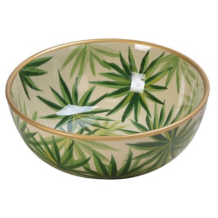 FRUTEIRA DE PORCELANA FOLHAS LUPINO 29CM X 29CM X 11CM