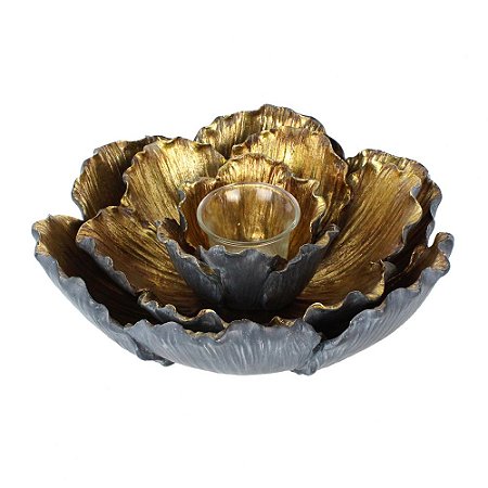 CJ CASTICAL DE RESINA CINZA E DOURADO  3PCS