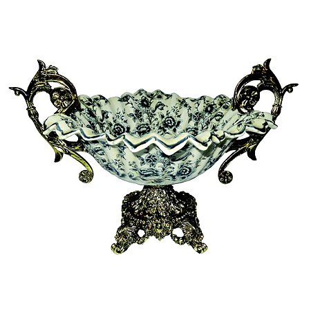FRUTEIRA DECORATIVA DE PORCELANA 47CM X 32CM X 31CM