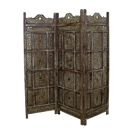 BIOMBO EM MADEIRA VERDE 152CM X 182CM