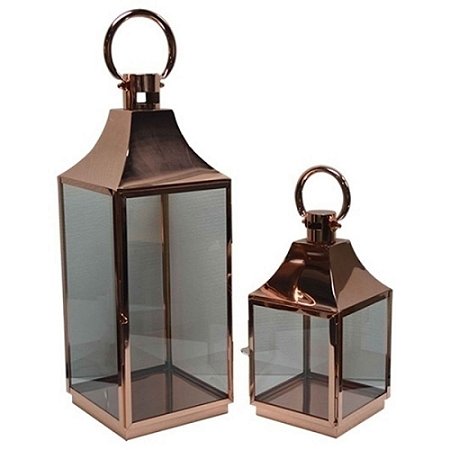 CJ DE LANTERNAS ACO INOXIDAVEL NA COR COBRE - 2 PCS  - G 23X
