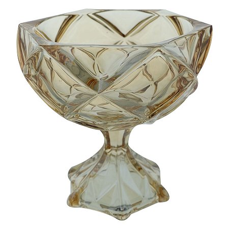 CENTRO DE MESA BRUXELAS COM PE EM CRISTAL ECOLOGICO D24XA23,5COR AMBAR