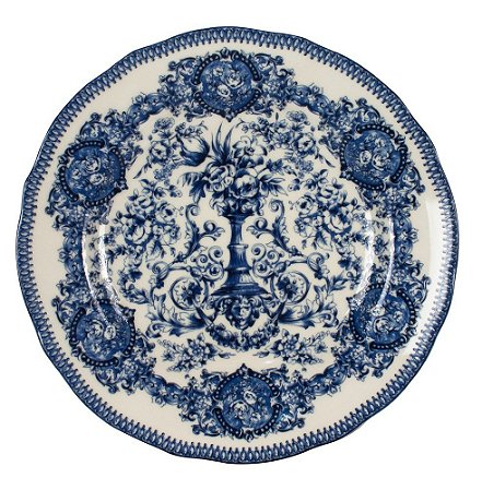 PRATO DE SOBREMESA ENGLISH BLUE EM PORCELANA 21.5CM