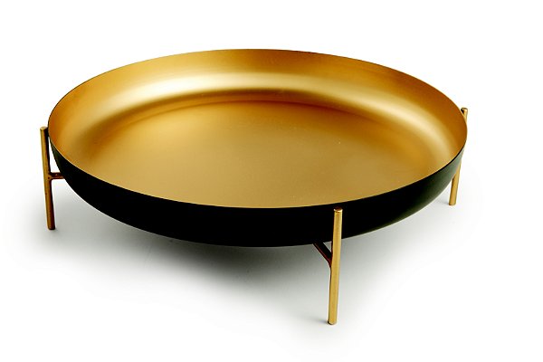 CENTRO DE MESA PRETO E DOURADO EM METAL