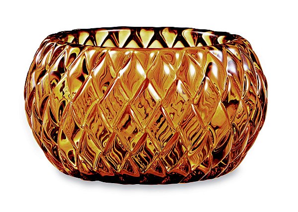 PORTA-VELAS AMBAR EM VIDRO