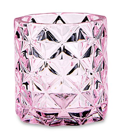 PORTA-VELAS ROSA EM VIDRO