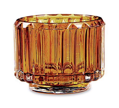 PORTA-VELAS AMBAR EM VIDRO