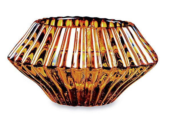 PORTA-VELAS AMBAR EM VIDRO