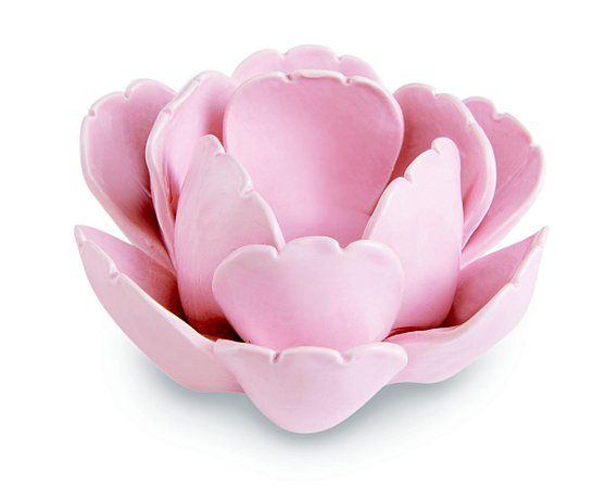 PORTA-VELAS ROSA EM CERÂMICA