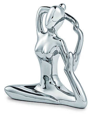 KIT ESCULTURA YOGA PRATA EM PORCELANA - 3 PCS