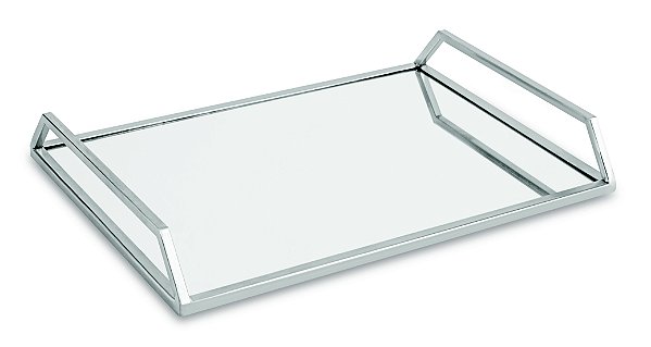 KIT BANDEJA PRATA EM METAL COM ESPELHO - 2 PCS