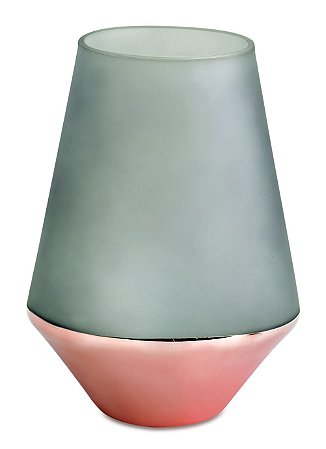 VASO CINZA E ROSE GOLD EM VIDRO