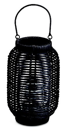 LANTERNA PRETA EM RATTAN