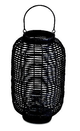 LANTERNA PRETA EM RATTAN