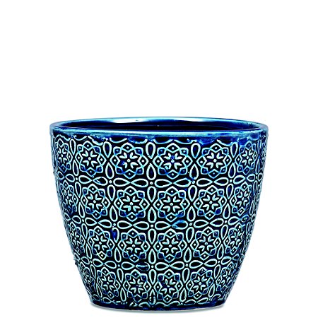 KIT CACHEPOT AZUL EM CERAMICA - 3 PCS