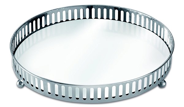 BANDEJA PRATA EM METAL COM ESPELHO