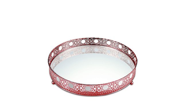BANDEJA COBRE EM METAL COM ESPELHO