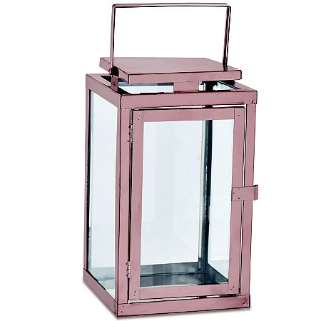 KIT LANTERNA COBRE EM VIDRO  E ACO INOXIDAVEL - 2 PCS