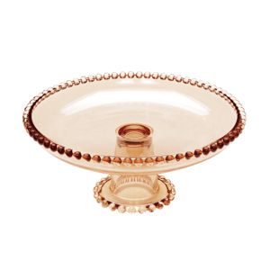 PRATO CRISTAL C/PÉ PEARL ÂMBAR 20x9cm