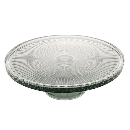 PRATO P/BOLO CRISTAL DE CHUMBO C/PÉ QUEEN VERDE 32x11cm
