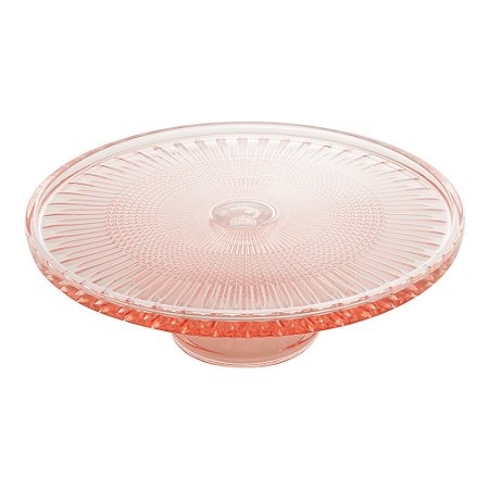 PRATO P/BOLO CRISTAL DE CHUMBO C/PÉ QUEEN ROSA 32x11cm
