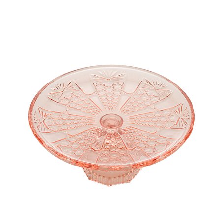PRATO CRISTAL DE CHUMBO C/PÉ PRINCESS ROSA 20x9cm