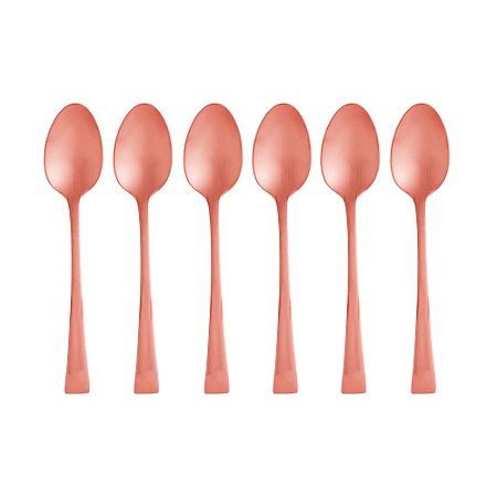 CJ 6 COLHERES AÇO INOX P/CHÁ BERNA ROSE FOSCO