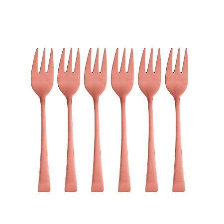 CJ 6 GARFOS AÇO INOX P/BOLO BERNA ROSE FOSCO