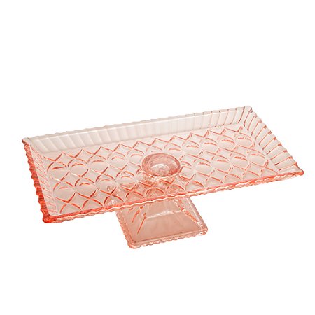 TRAVESSA CRISTAL DE CHUMBO C/PÉ ANGEL ROSA 34x17x11cm