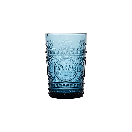 CJ 6 COPOS DE VIDRO CROWN AZUL 350ML