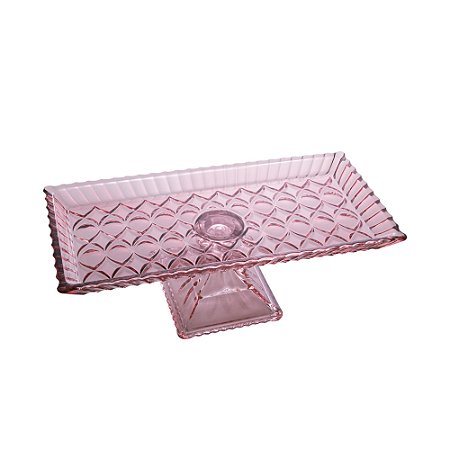 TRAVESSA CRISTAL DE CHUMBO C/PÉ ANGEL ROXO 34x17x11cm