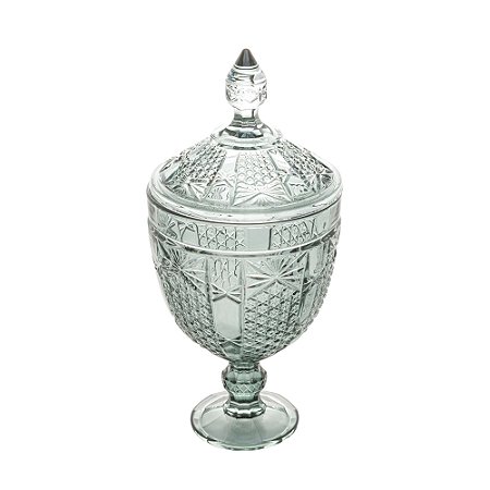 POTICHE DECORATIVO CRISTAL C/PÉ PRINCESS VERDE 15x32cm