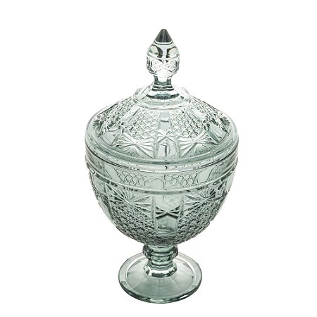 POTICHE DECORATIVO CRISTAL C/PÉ PRINCESS VERDE 15x28cm
