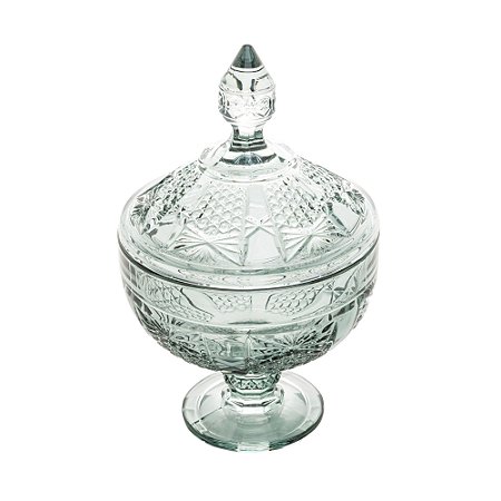 POTICHE DECORATIVO CRISTAL C/PÉ PRINCESS VERDE 15x24cm