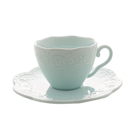 CJ 4 XÍCARAS CAFÉ PORCELANA C/PIRES BUTTERFLY AZUL 120ml