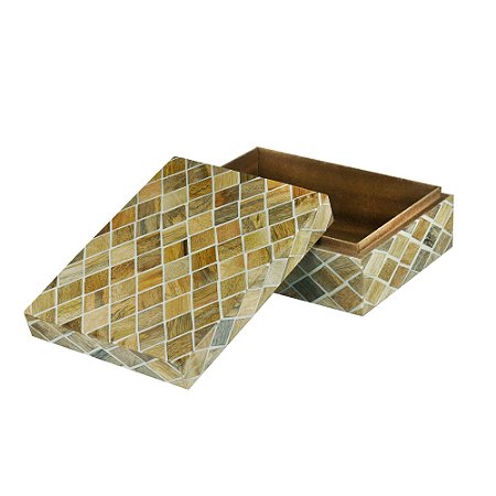 CAIXA DECORATIVA MADEIRA MANGO NATURAL 20x15x8cm
