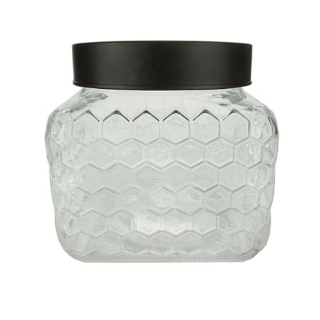 POTE VIDRO C/TAMPA PRETA COLMÉIA 13x13cm