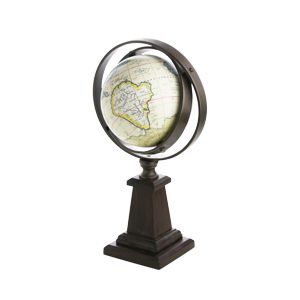 GLOBO DECORATIVO METAL/MADEIRA MARROM 30x23cm