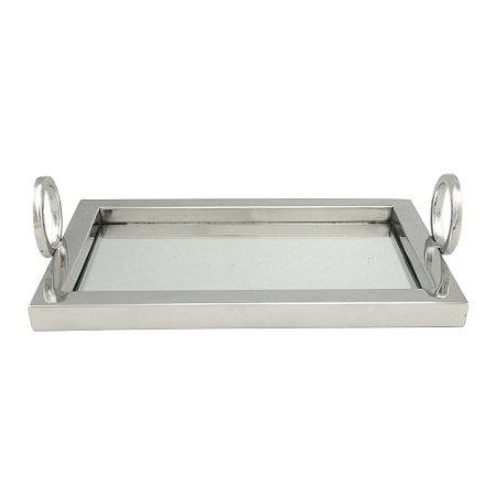 BANDEJA AÇO INOX C/ESPELHO E ALÇA 30x19x8cm
