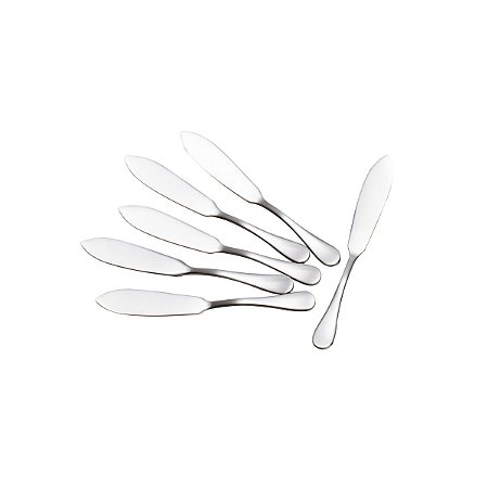 CJ 6 ESPÁTULAS DE AÇO INOX P/MANTEIGA LUGANO