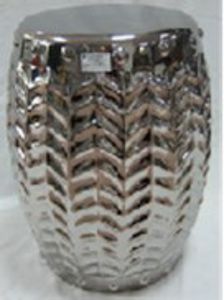 GARDEN SEAT DECORATIVO CERÂMICA CINZA 34x46cm